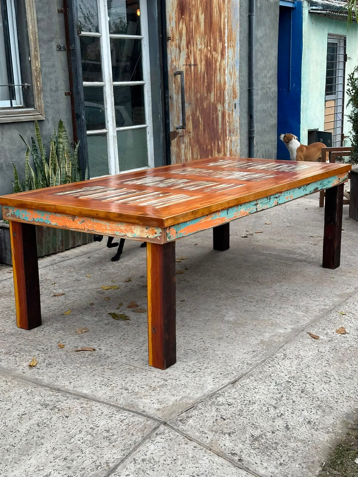 Mesa comedor de madera maciza de 2.40 x 1.20 mts